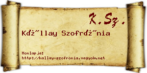 Kállay Szofrónia névjegykártya